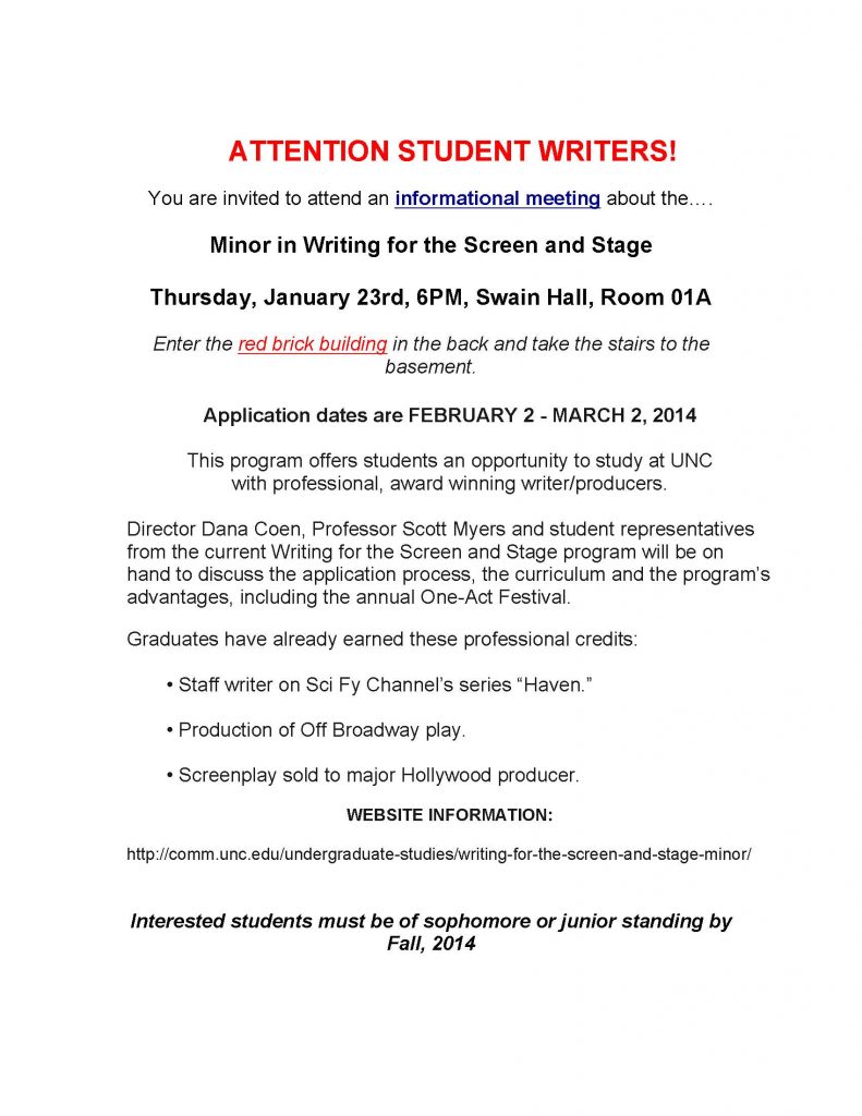 Listerv Announcement for WSS Informational Meeting, 2014-2