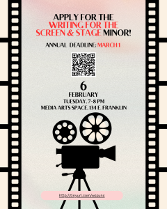 Writing for the Screen and Stage Interest Meeting Flyer