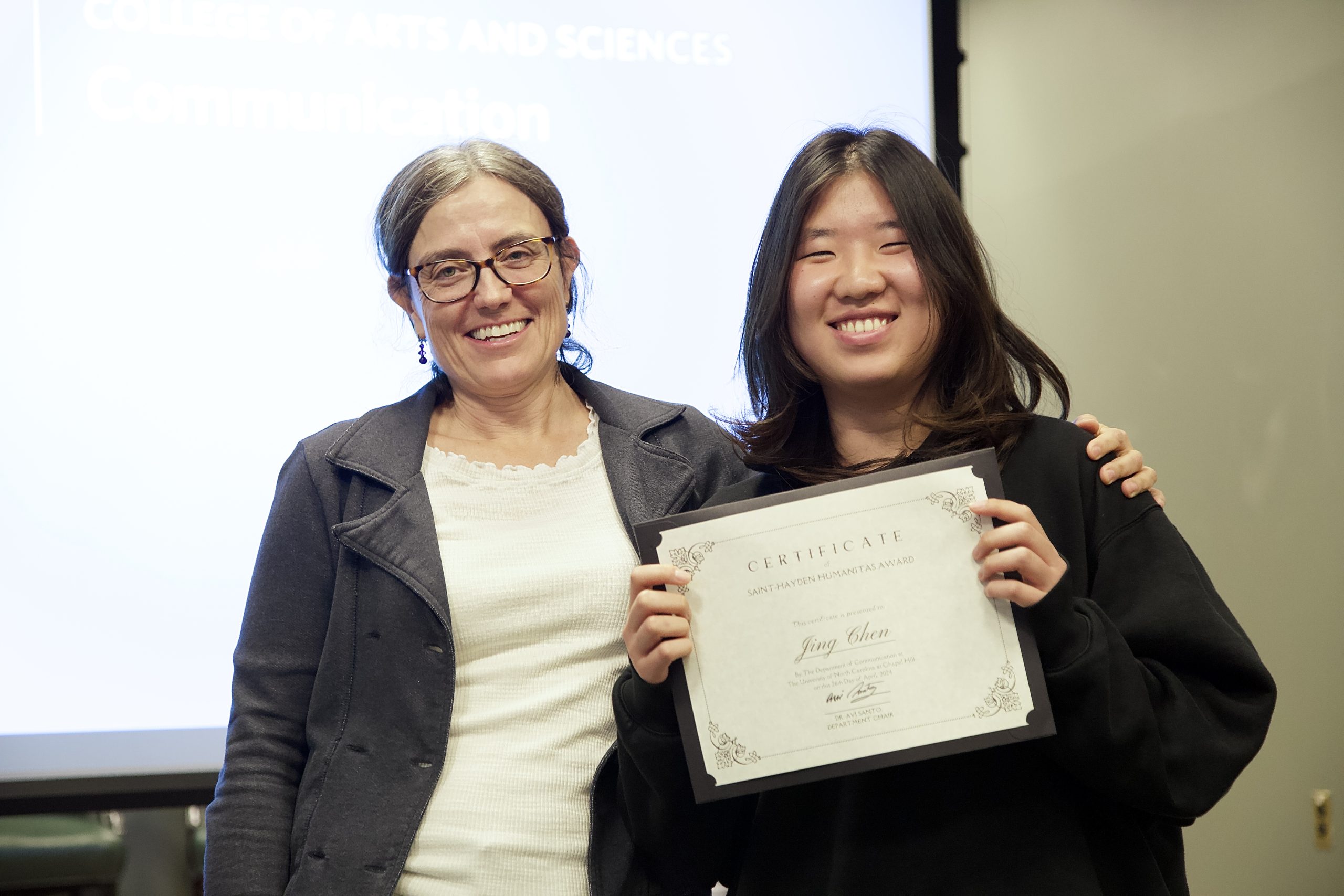 Saint-Hayden Humanitas Award Presented to Jing Chen by Julia Haslett